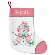 Pink Girly Snowman Natal Stocks
