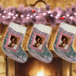 Meia De Natal Pequena Pink Name Winter Christmas Family Photo