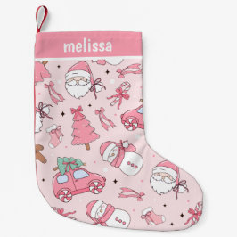 Meia De Natal Pequena Pink personalizado