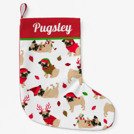 Meia De Natal Pequena Pinos Cachorros Brancos