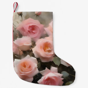 Meia De Natal Pequena pintura a aquarela de rosas rosa bonito