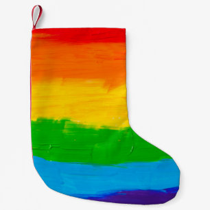 Meia De Natal Pequena Pintura a óleo Colores arco-íris Gay LGBT lésbica