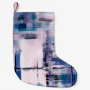 Meia De Natal Pequena pintura a óleo de abstrato na canvas, puxada à mão