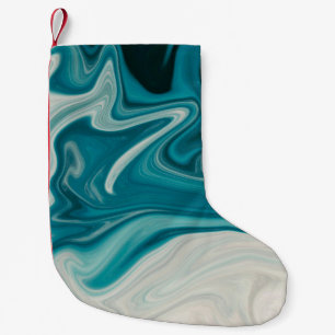 Meia De Natal Pequena Pintura abstrato branca e lacrimogênea