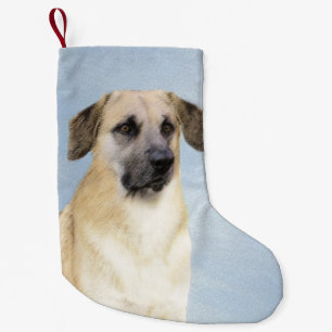 Meia De Natal Pequena Pintura Chinook (Ouvidos Soltos) - Arte Cachorro O