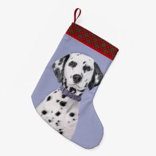 Meia De Natal Pequena Pintura Dalmácia - Arte Cachorro Original