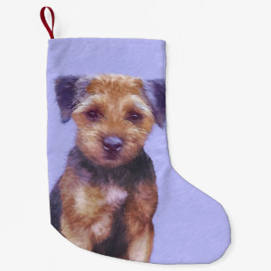 Meia De Natal Pequena Pintura de Borda Terrier - Arte de Cachorro Origin
