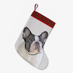 Meia De Natal Pequena Pintura de Bulldog Francês (Brindle Pied) - Arte 