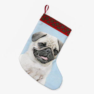Meia De Natal Pequena Pintura de Cachorro - Arte de Cachorro Original Bo