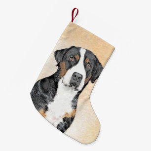 Meia De Natal Pequena Pintura de Cachorro da Grande Montanha Suíça - A