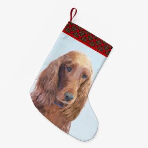 Meia De Natal Pequena Pintura de Cachorro Irlandês - Arte de Cachorro O