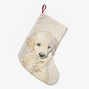 Meia De Natal Pequena Pintura De Cachorro Para Retriever De Ouros - Arte