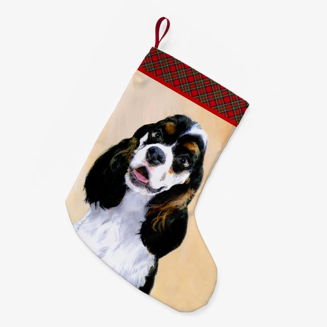 Meia De Natal Pequena Pintura De Cocker Spaniel (Partida) - Arte De Cão  (Frente (Pendurada))
