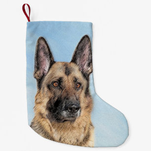 Meia De Natal Pequena Pintura de german shepherd - Arte de Cachorro Orig
