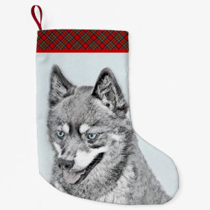 Meia De Natal Pequena Pintura de Klee Kai no Alasca - Arte de Cachorro O