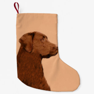 Meia De Natal Pequena Pintura de Labrador Retriever (Chocolate) - Arte C