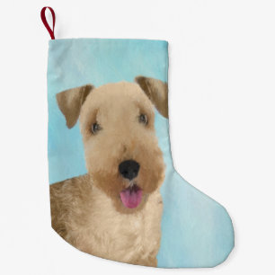 Meia De Natal Pequena Pintura de Lakeland Terrier - Arte de Cachorro Ori