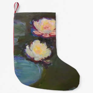 Meia De Natal Pequena Pintura de Lírios de Água de Monet Lagoa Lírios de