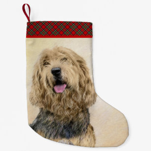 Meia De Natal Pequena Pintura De Otterhound - Arte De Cão Original Boni
