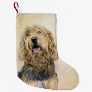 Meia De Natal Pequena Pintura De Otterhound - Arte De Cão Original Boni