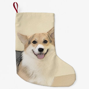 Meia De Natal Pequena Pintura de Pembroke Welsh Corgi - Arte Original pa