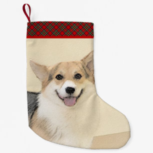 Meia De Natal Pequena Pintura de Pembroke Welsh Corgi - Arte Original pa