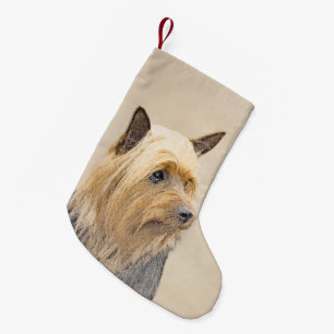 Meia De Natal Pequena Pintura de Silky Terrier - Arte de Cachorro Origin