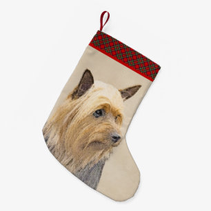Meia De Natal Pequena Pintura de Silky Terrier - Arte de Cachorro Origin