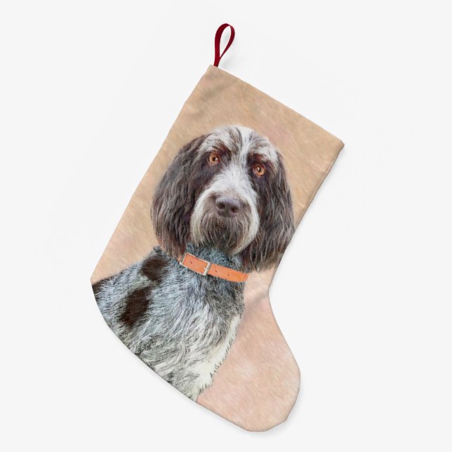 Meia De Natal Pequena Pintura de Spinone Italiano - Arte de Cachorro Ori (Frente (Pendurada))