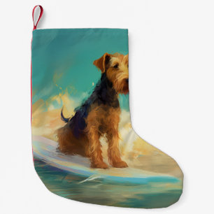 Meia De Natal Pequena Pintura de Surf da Praia de Airedale