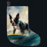 Meia De Natal Pequena Pintura de surf em Boston Terrier Beach<br><div class="desc">Mergulhe no mundo lúdico da aventura canina com esta pintura cativante. Um cão espirituoso leva às ondas, cavalgando habilmente o surf numa praia beijada pelo sol. A vibrante trabalho de arte capta lindamente a essência do entusiasmo de praia enquanto o cachorro anda sem medo das ondas, incorporando o espírito de...</div>