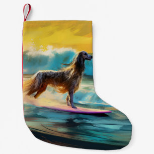 Meia De Natal Pequena Pintura de surf em praia de hound afegã