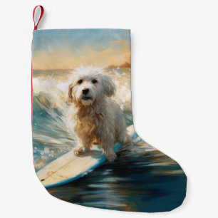 Meia De Natal Pequena Pintura de Surf na Praia do Coton De Tulear
