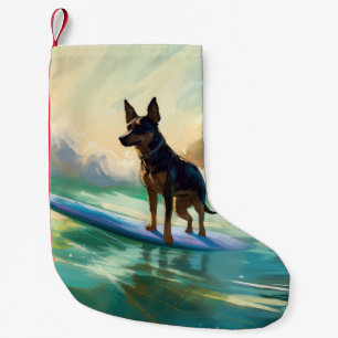 Meia De Natal Pequena Pintura de Surf na Praia do Kelpie Australiano