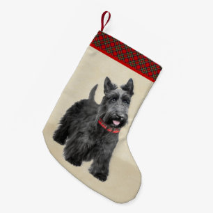 Meia De Natal Pequena Pintura de Terrier escocês - Arte de cachorro ori