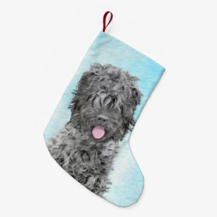 Meia De Natal Pequena Pintura de Terrier russo preto - Cachorro original