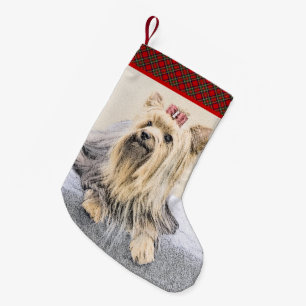 Meia De Natal Pequena Pintura de Yorkshire Terrier - Arte de Cachorro Or