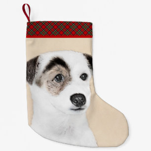 Meia De Natal Pequena Pintura do Terrier Parson Jack Russell - Arte Cani