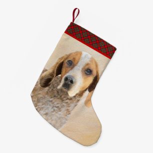 Meia De Natal Pequena Pintura em Coonhound Inglês Americano - Arte Cani