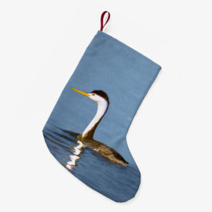 Meia De Natal Pequena Pintura em Grebe de Clark - Arte de Pássaro Origi