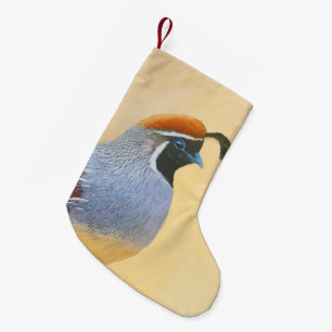 Meia De Natal Pequena Pintura em Quail de Gambrel — Arte original sobr