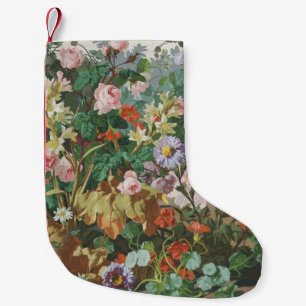 Meia De Natal Pequena Pintura floral de flores coloridas vintage bonitas