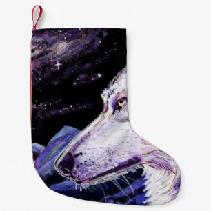 Meia De Natal Pequena Pintura na Floresta do Lobo-Espaço