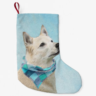 Meia De Natal Pequena Pintura Norueguesa De Buhund - Arte De Cachorro Or