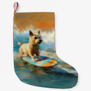 Meia De Natal Pequena Pintura para surfar na praia do Biewer Terrier