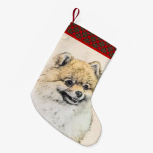 Meia De Natal Pequena Pintura Pomeraniana (Laranja) - Arte Original de C