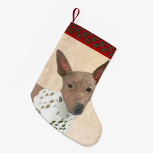 Meia De Natal Pequena Pintura Terrier sem cabelos americana - Arte canin
