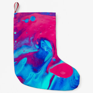 Meia De Natal Pequena Pintura violeta e abstrato azul