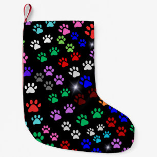 Meia De Natal Pequena Pinturas de Cachorro Coloridas