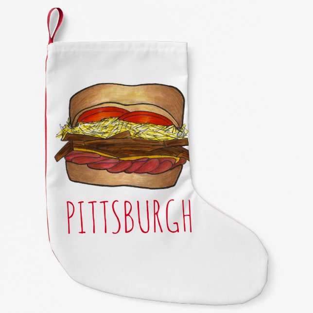 Meia De Natal Pequena Pittsburgh Pensilvânia França Fry Sandwich Foodie (Frente)
